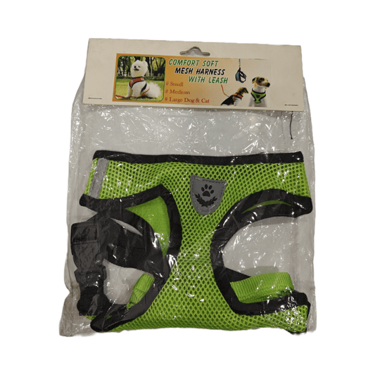 Mesh Harness with Leash for Medium-Sized Pets Green Colour