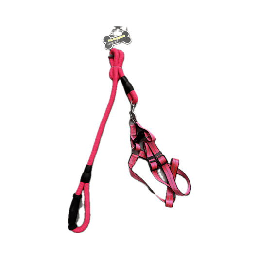 Long Dog Leash with Harness for Medium Sized Dogs Pink Colour