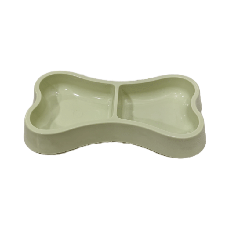 2 in 1 Food Bowl for Cat/ Puppy (Bone Shaped) Green Colour