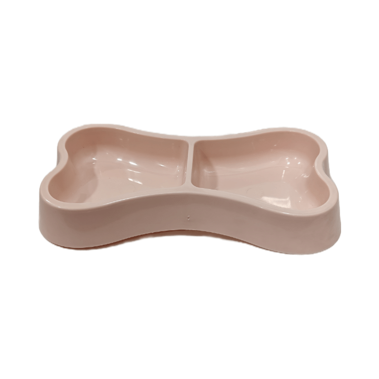 2 in 1 Food Bowl for Cat/ Puppy (Bone Shaped) Cream Colour