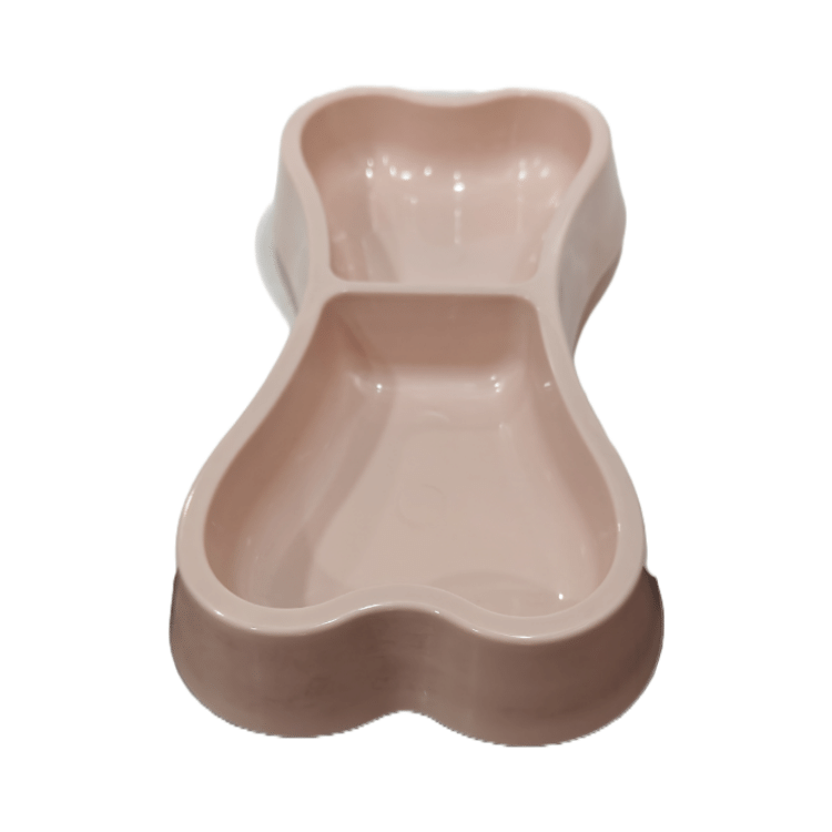 2 in 1 Food Bowl for Cat/ Puppy (Bone Shaped) Cream Colour 