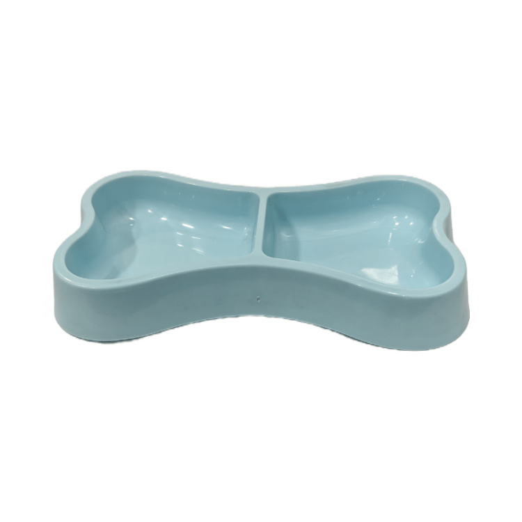 2 in 1 Food Bowl for Cat/ Puppy (Bone Shaped) Blue Colour