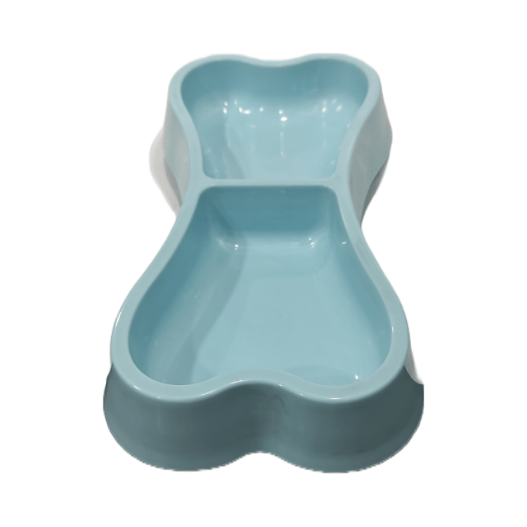 2 in 1 Food Bowl for Cat/ Puppy (Bone Shaped) Blue Colour