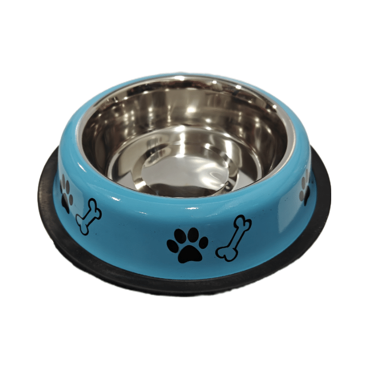 Premium Metallic Pet Food Bowl (Small Size) Blue Colour