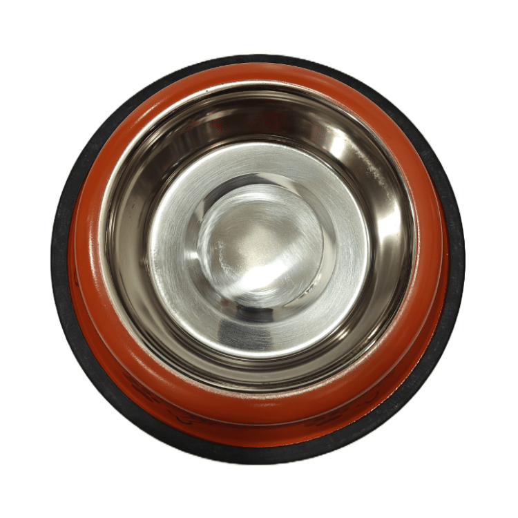 Premium Metallic Pet Food Bowl (Small Size) Orange Colour