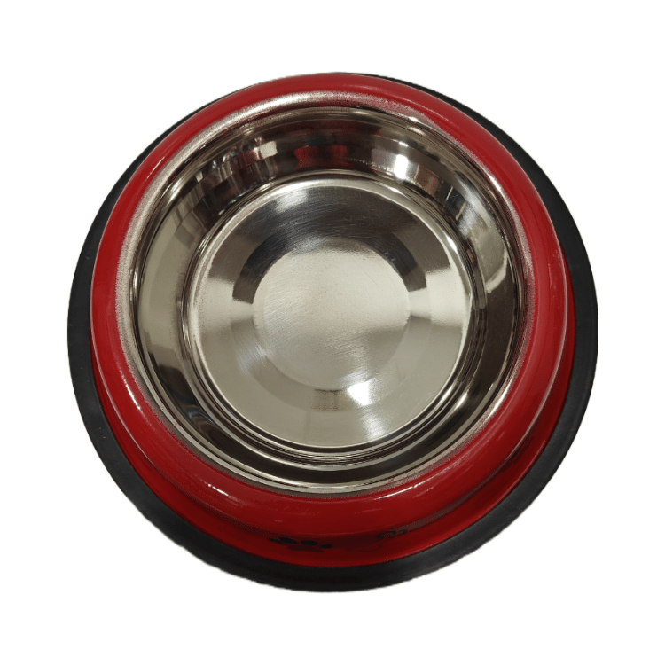 Premium Metallic Pet Food Bowl (Small Size) Red Colour