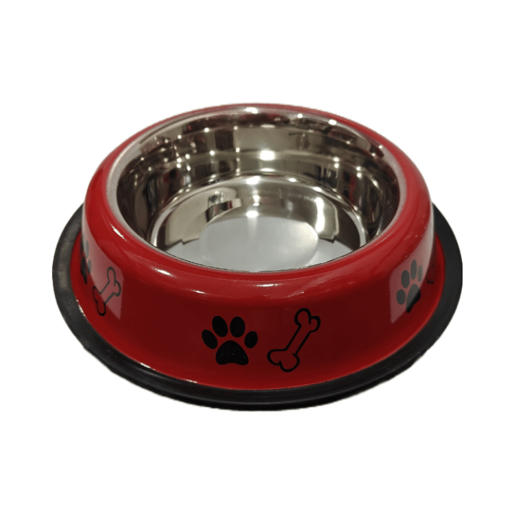 Premium Metallic Pet Food Bowl (Small Size) Red Colour